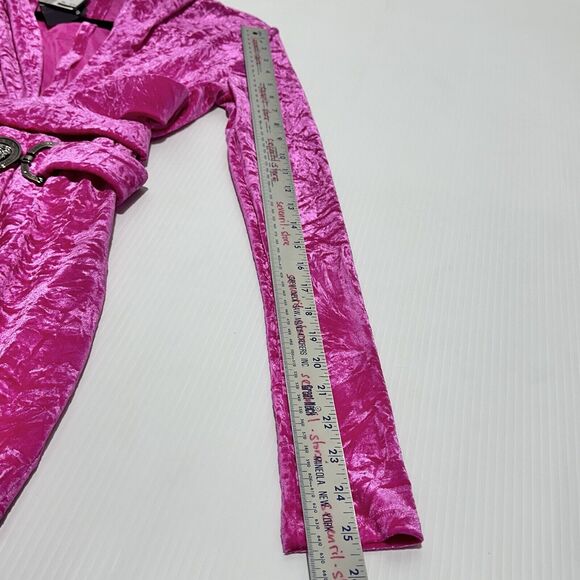 NWT Versace Jumpsuit 38 US 2 Biggie Medusa Pink Crushed Velvet Flare Leg $3,225 - Picture 14 of 15